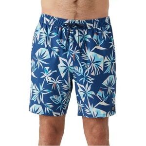 O'Neill Men's Hermosa Navy Hawaiian Print Lined Board Shorts NWT